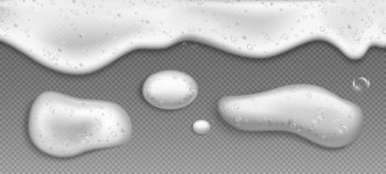 Realistic bath foam. Transparent shampoo bubbles, (1169260)